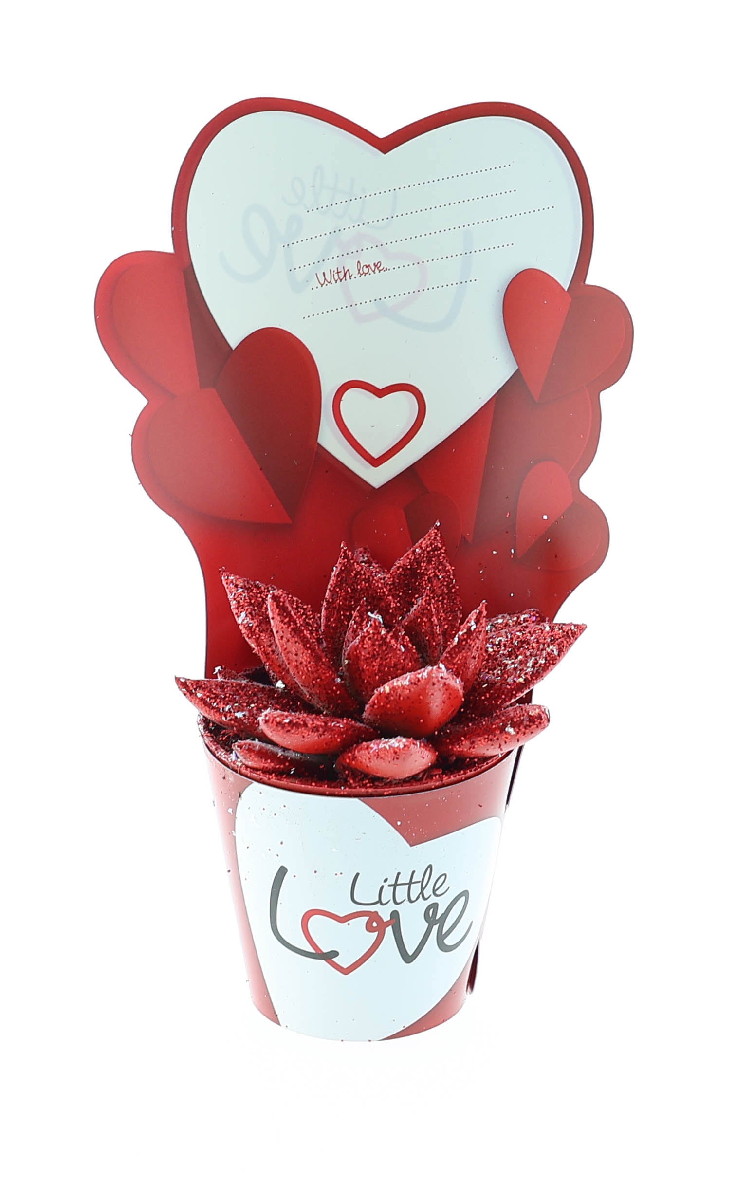 Potcover little love miranda rood/wit glitter, D 5,5