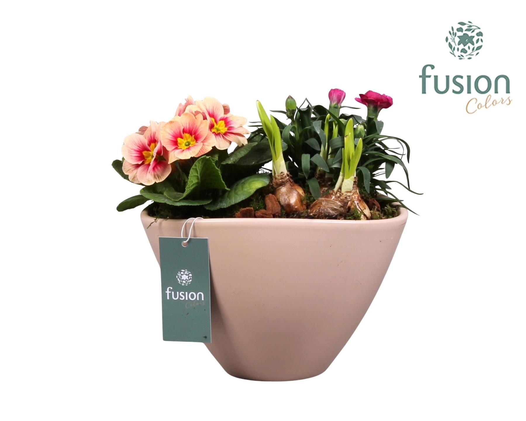 Keramiek pot met arrangement voorjaar, D 23