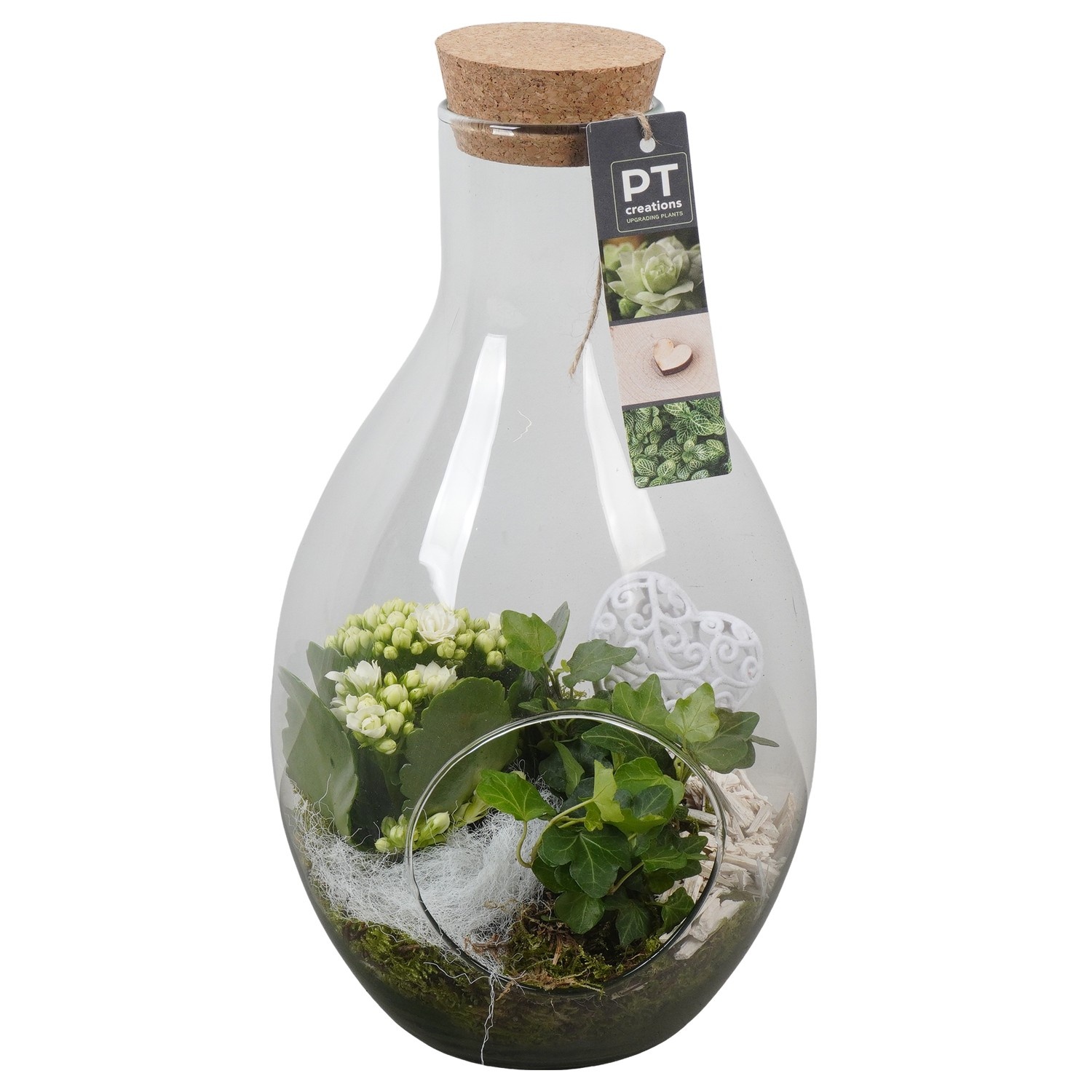 PTVMG4993 Arrangement Valentines-Mothersday in glas fles, D 18