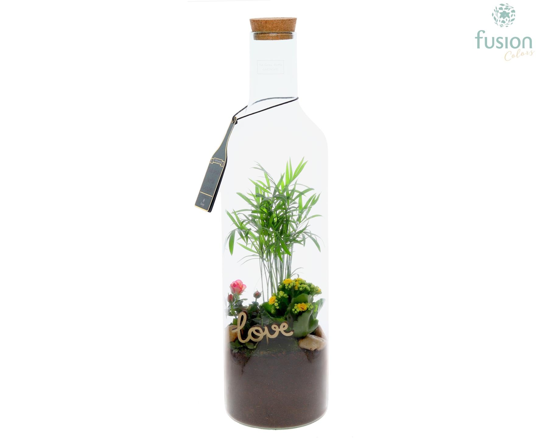 Green Bottle Fles XLarge Love met Arrangement, D 17