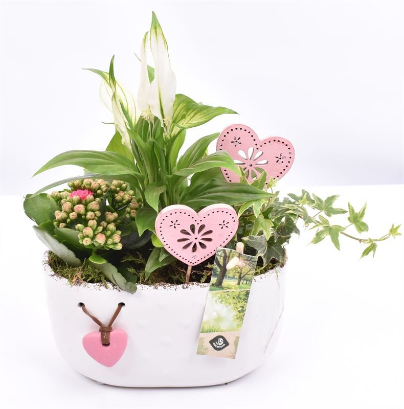 Keramiek ovaal met hartje 19.5x11CM, D 20