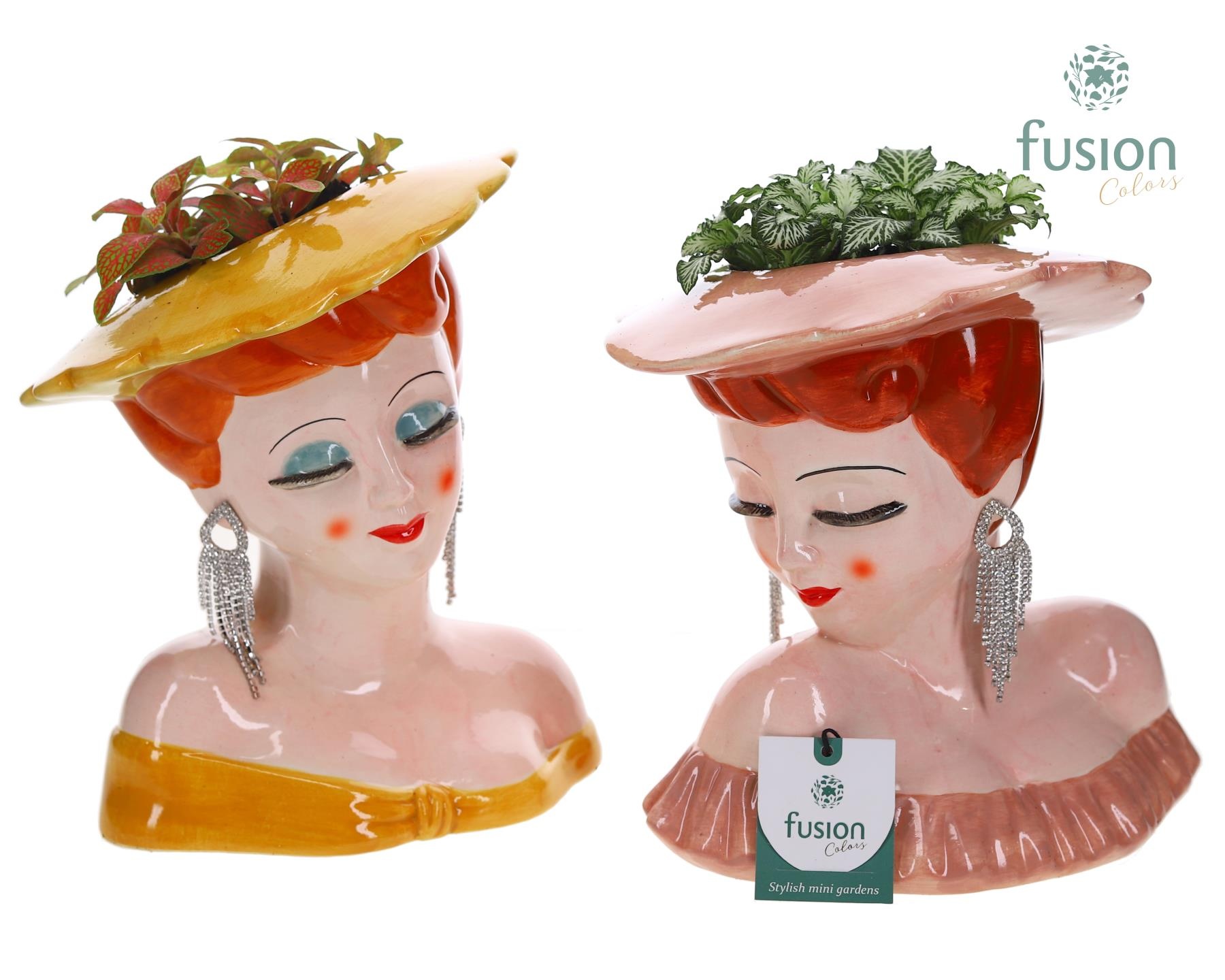 Keramiek Dames vase met Fittonia, D 23