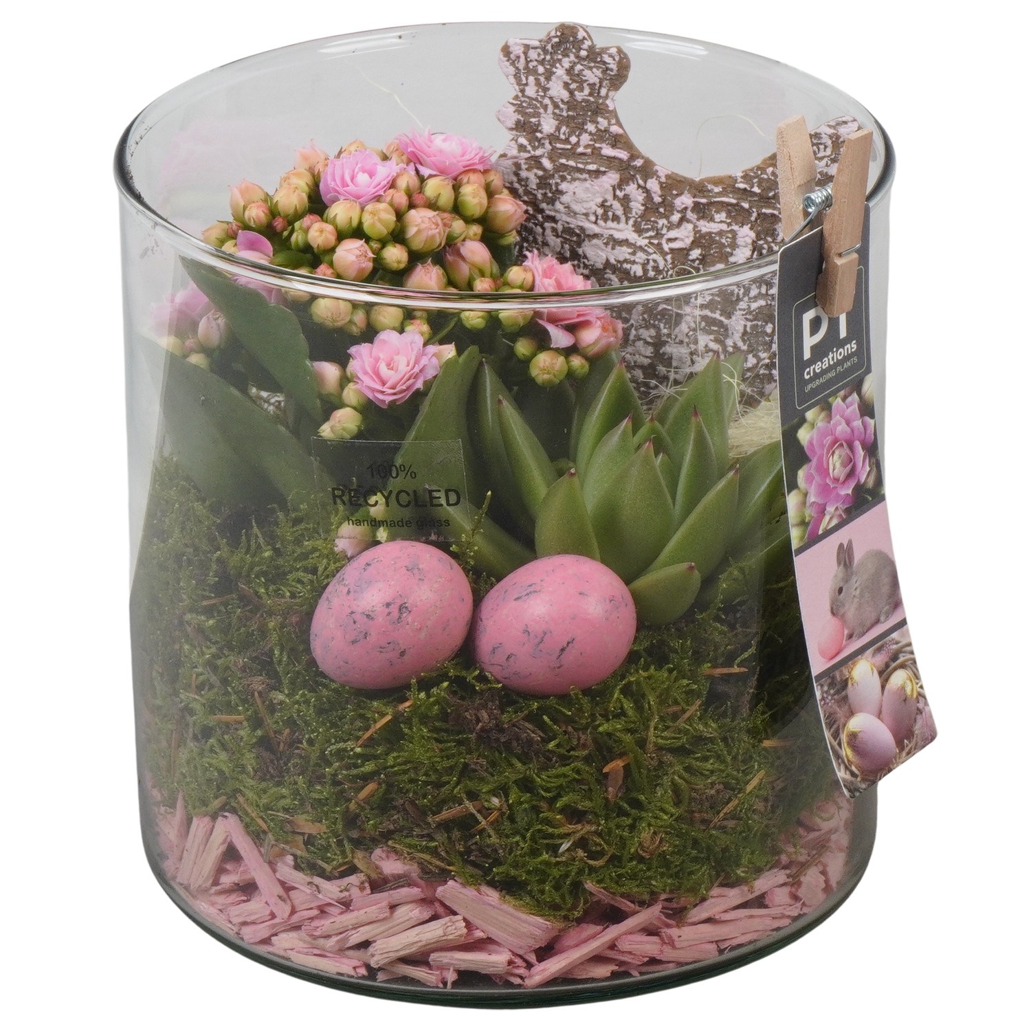 PTPG9327 Arrangement Easter in glas cylinder, D 15