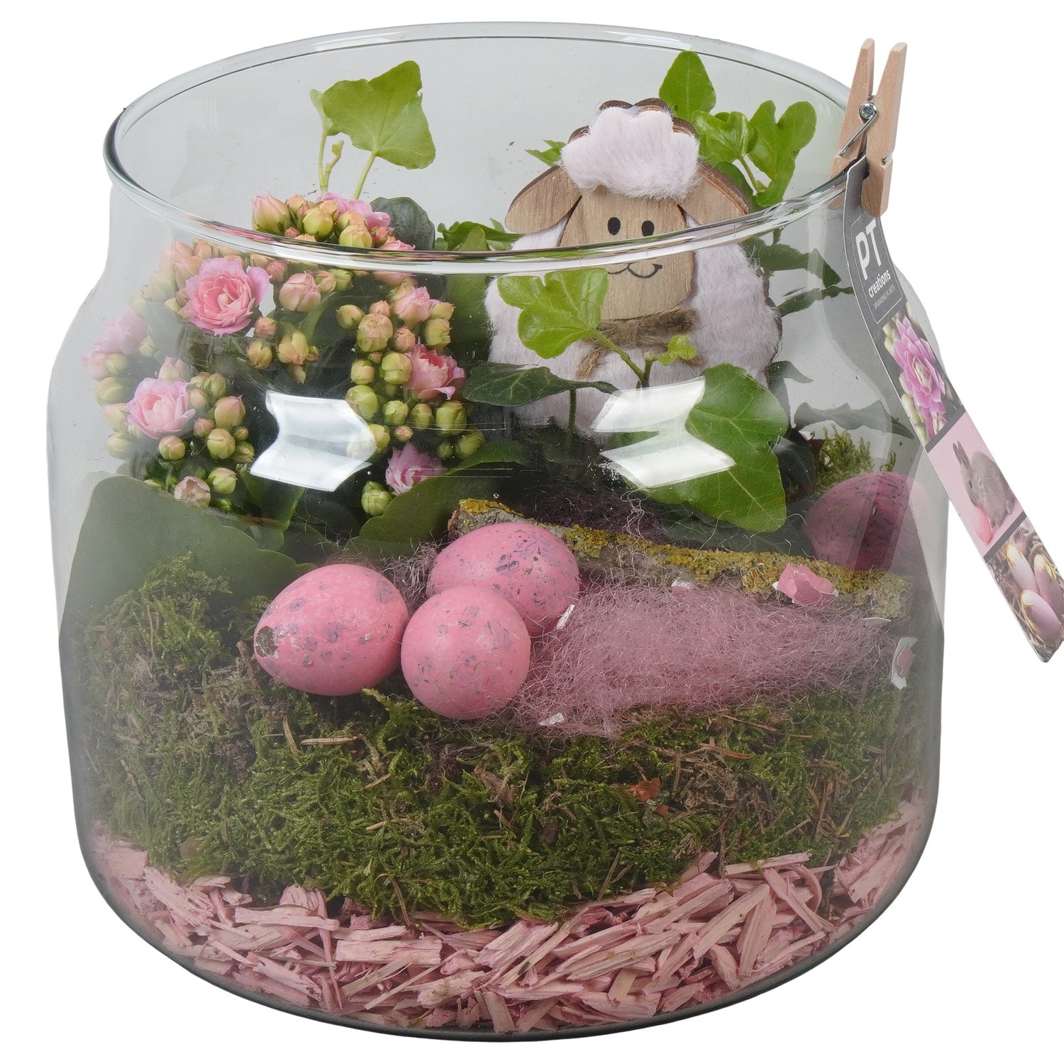 PTPG9341 Arrangement Easter in glas vaas, D 19