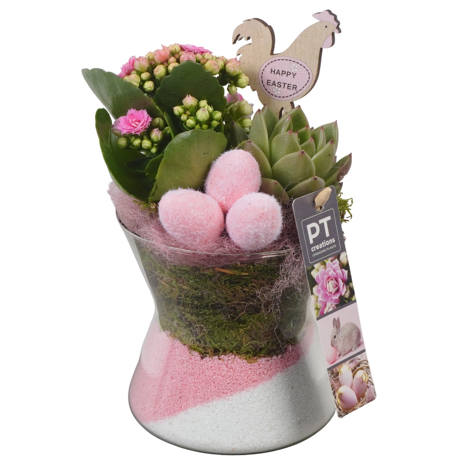 PTPG9344 Arrangement Easter in glas vaas, D 11