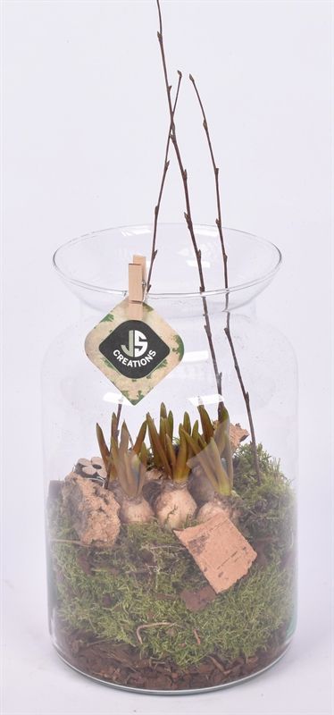 Glas cilinder met hals 16cm, D 16