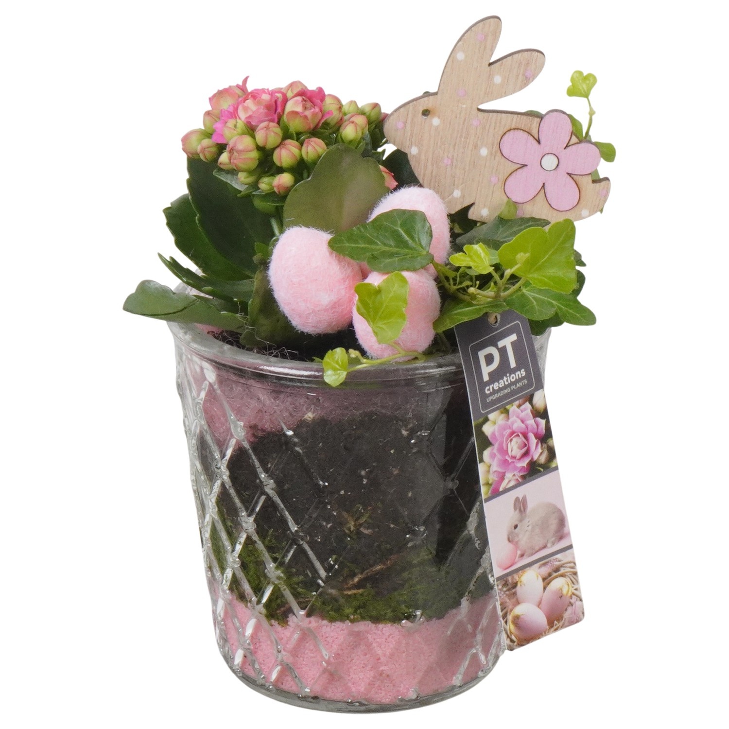 PTPG9388 Arrangement Easter in glas vaas, D 12