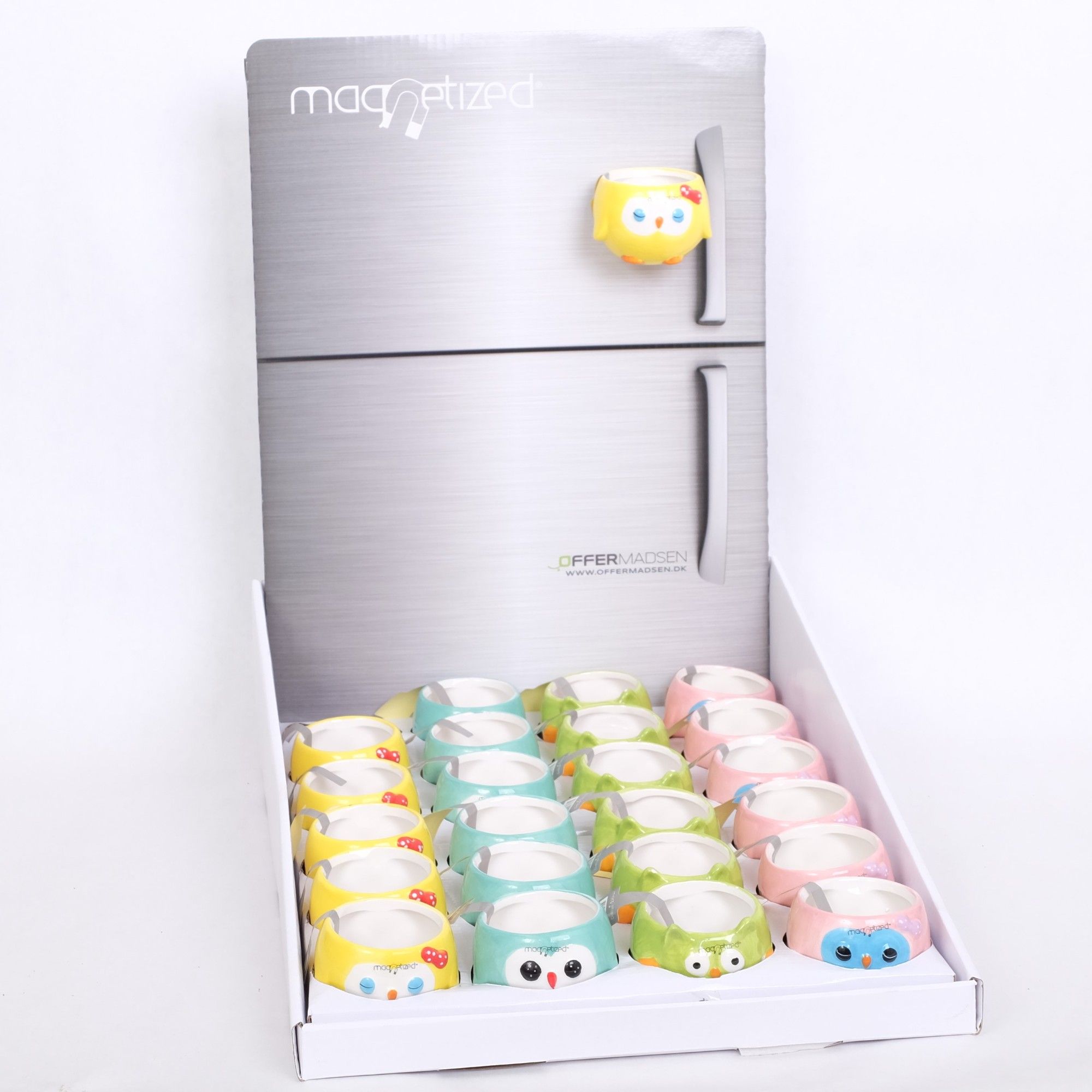 Magnetized Funny Owls in Display, excl. plants, D 6