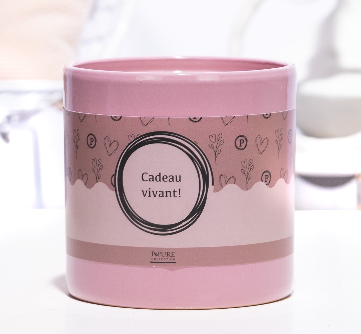 P&P ceramics pink met CADEAU VIVANT! cadeau wikkel, D 13