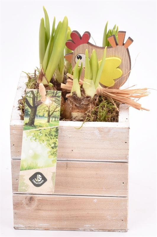 Hout box white wash 10x10cm, D 10