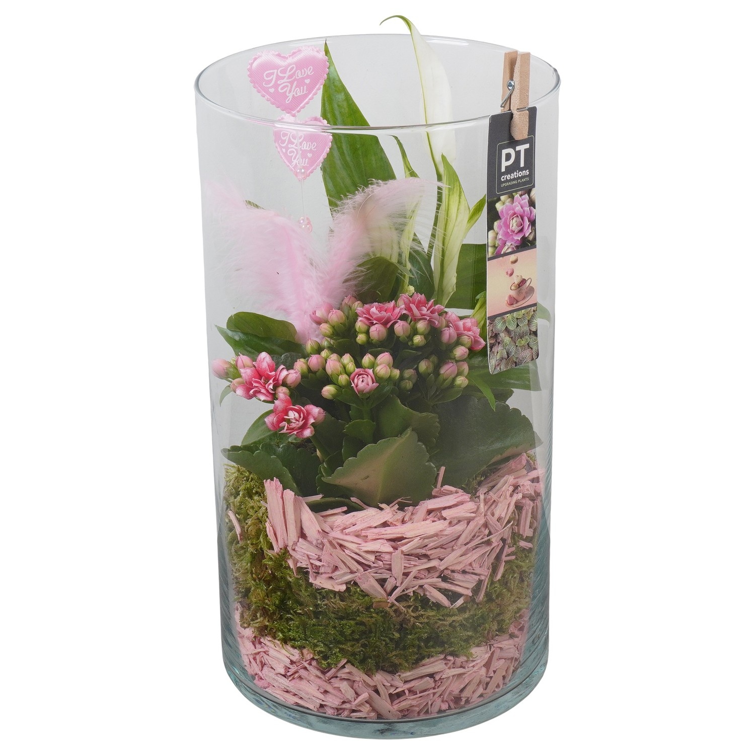 PTVMG4929 Arrangement Valentines-Mothersday in glas vaas, D 16