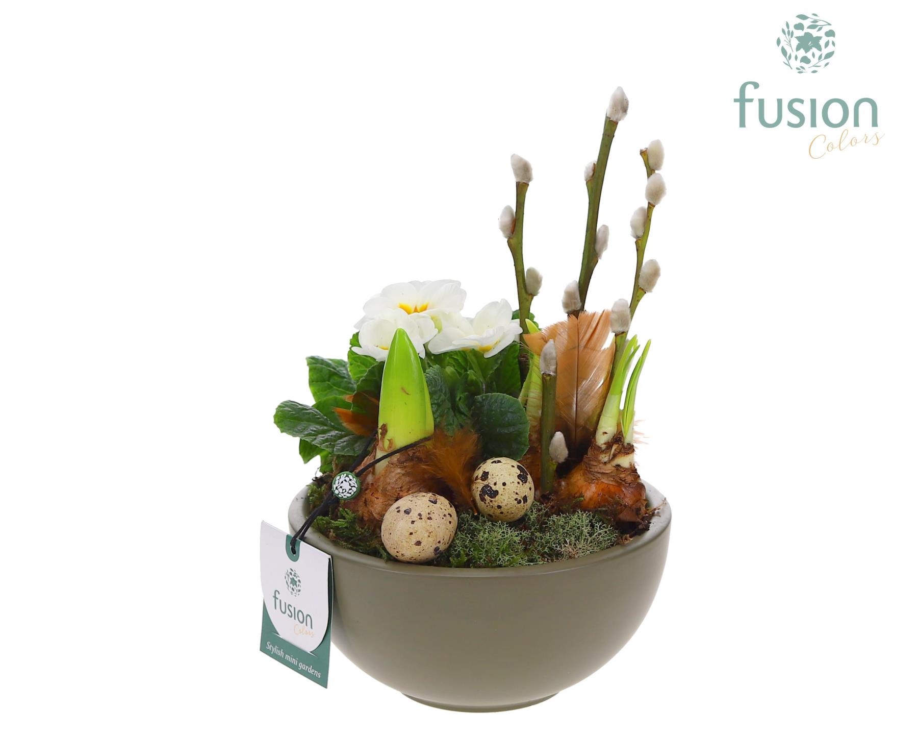 Schaal keramiek Moon Pasen Voorjaar met arrangement, D 15