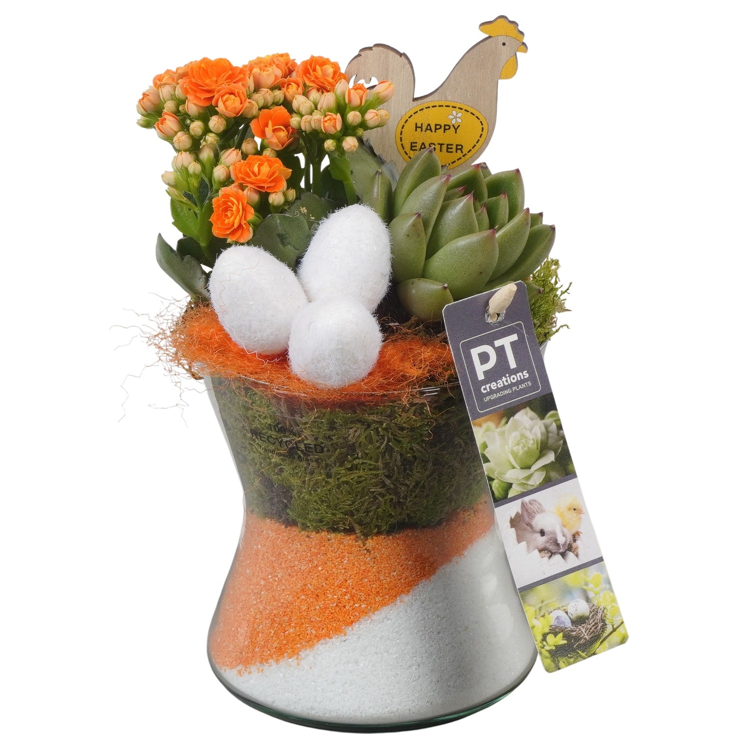 PTPG9345 Arrangement Easter in glas vaas, D 11