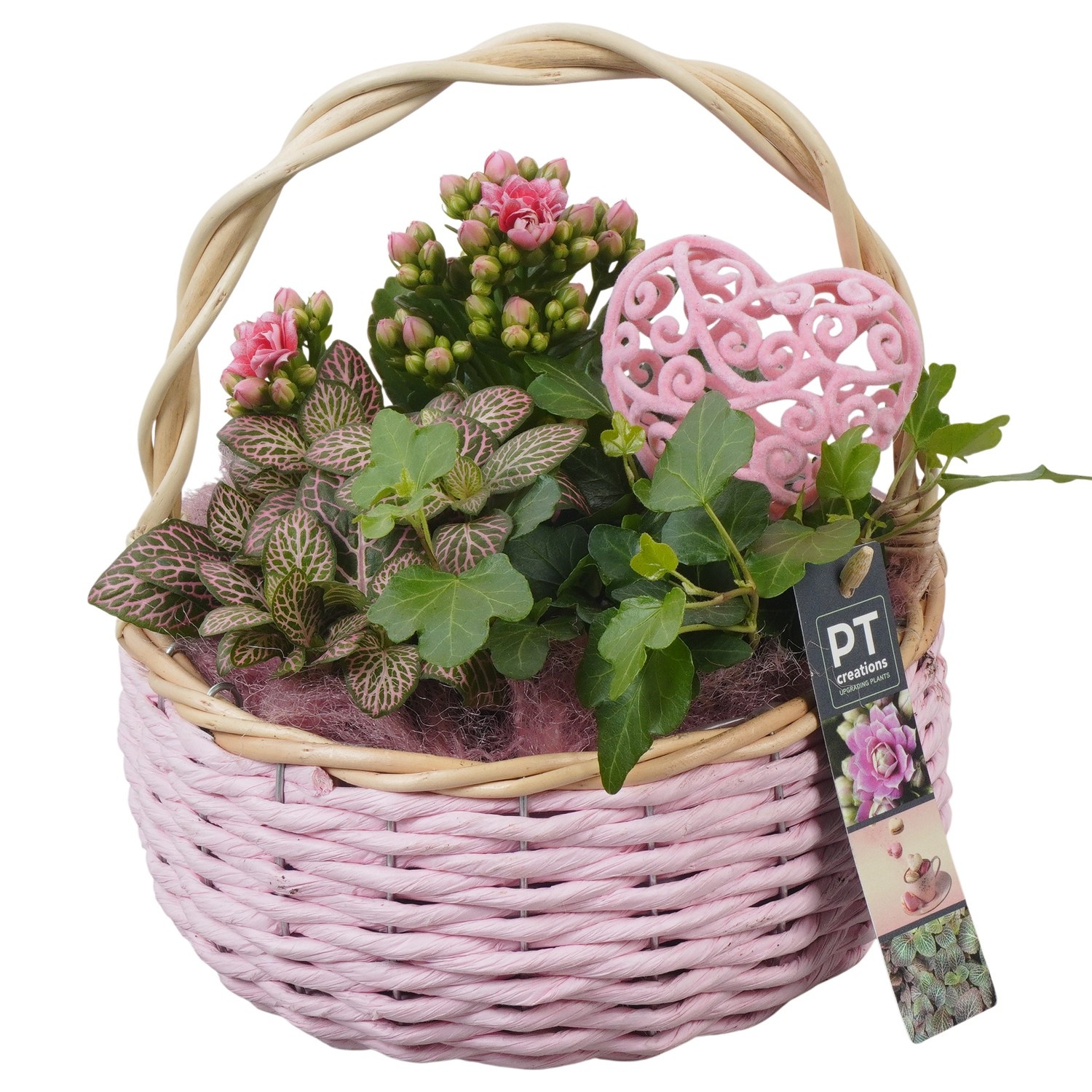 PTVMB2319 Arrangement Valentines-Mothersday in riet mand, D 19