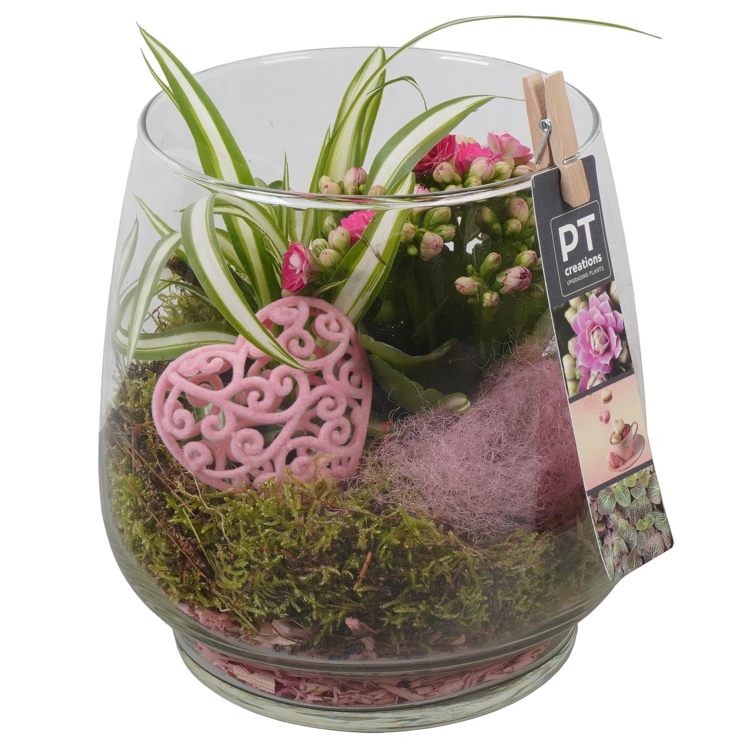 PTVMG4948 Arrangement Valentines-Mothersday in glas vaas, D 16