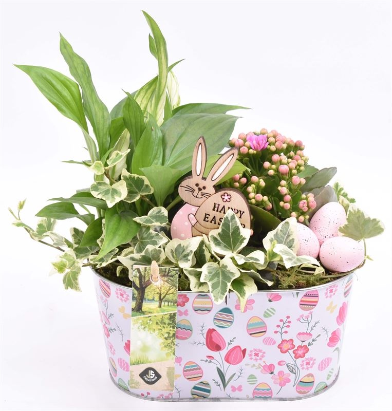 Zink ovaal paasdecor 19x11,5cm, D 19