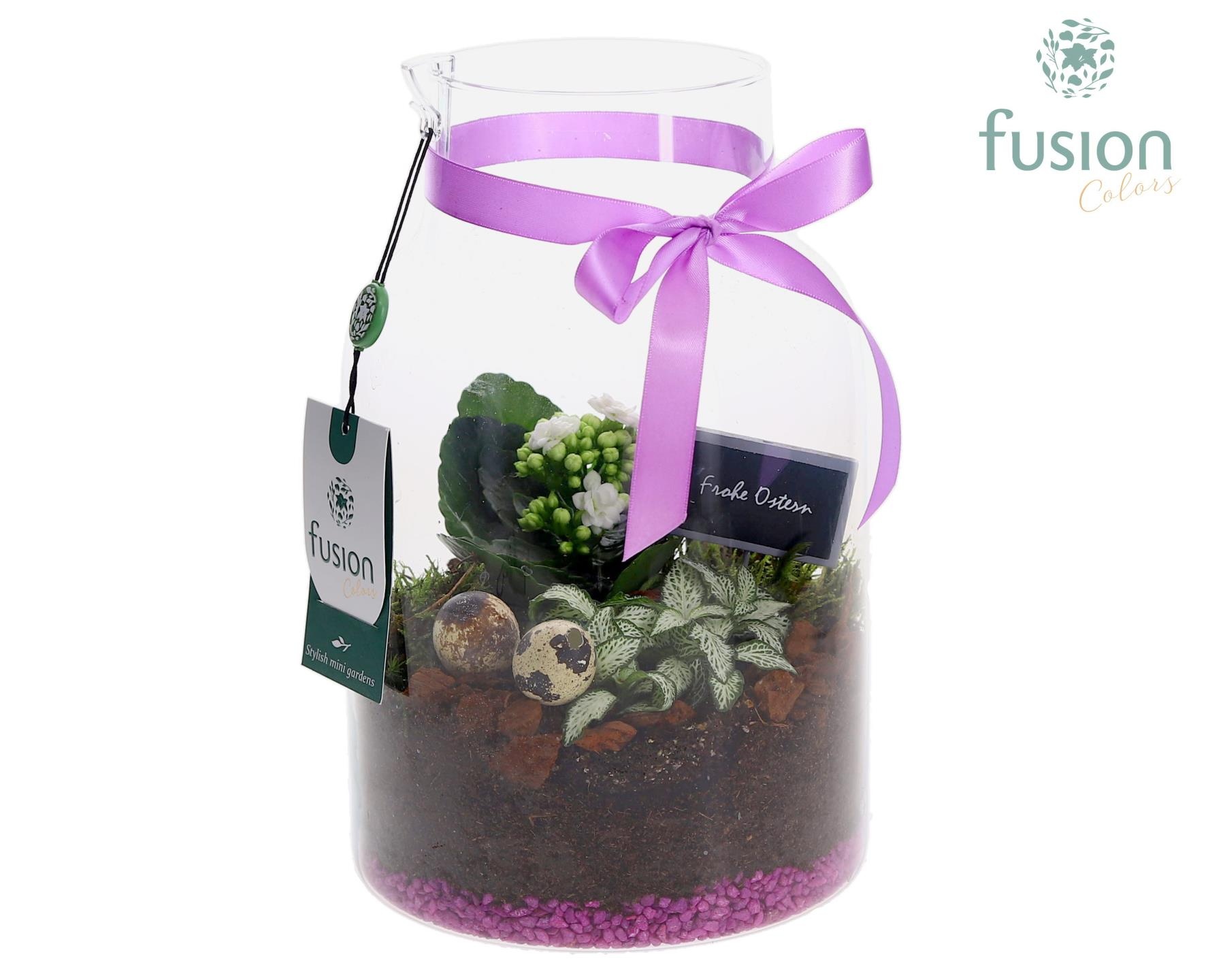 Glas Melkbus met Pasen arrangement, D 17