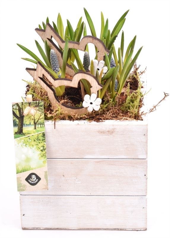 Hout box white wash 10x10cm, D 13