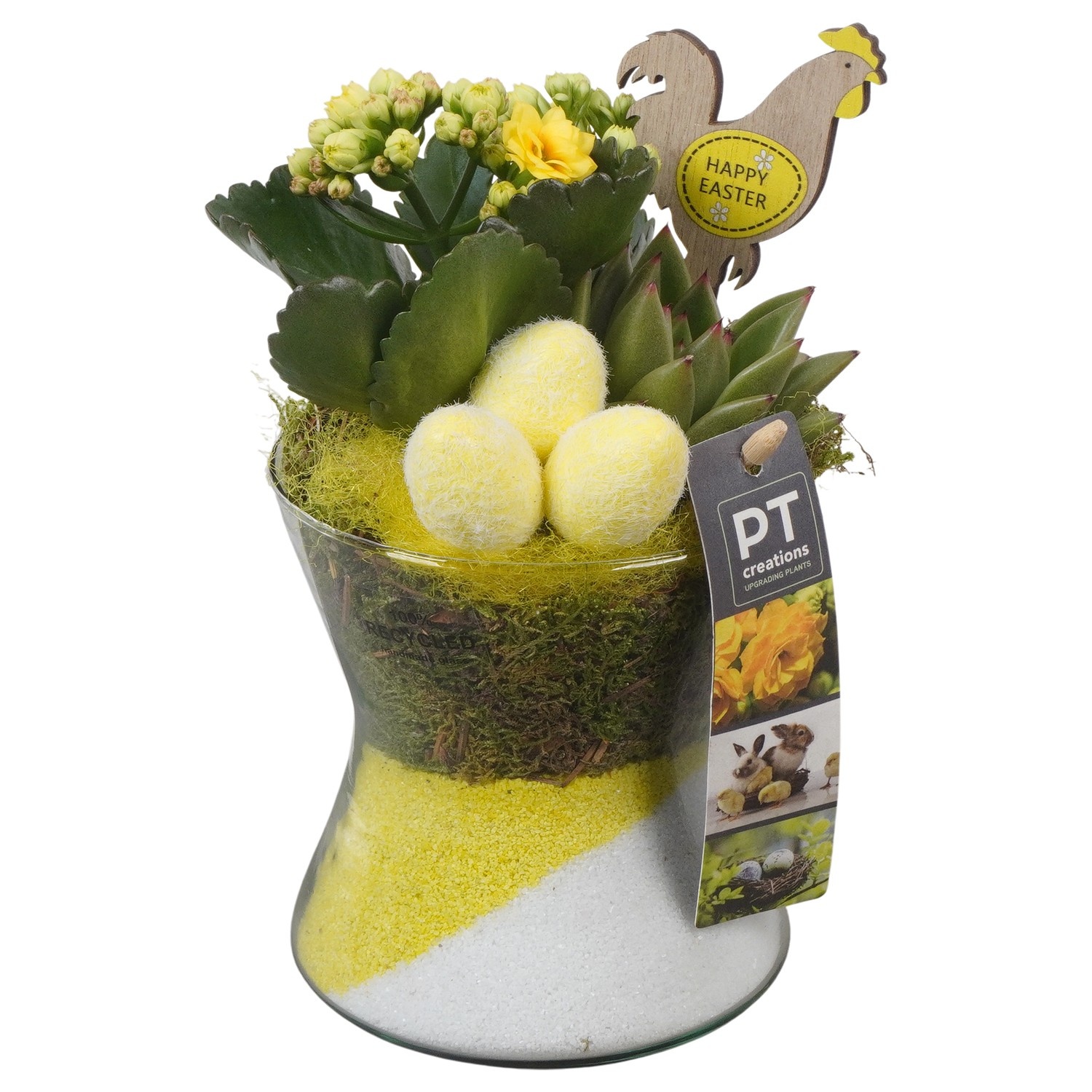PTPG9343 Arrangement Easter in glas vaas, D 11