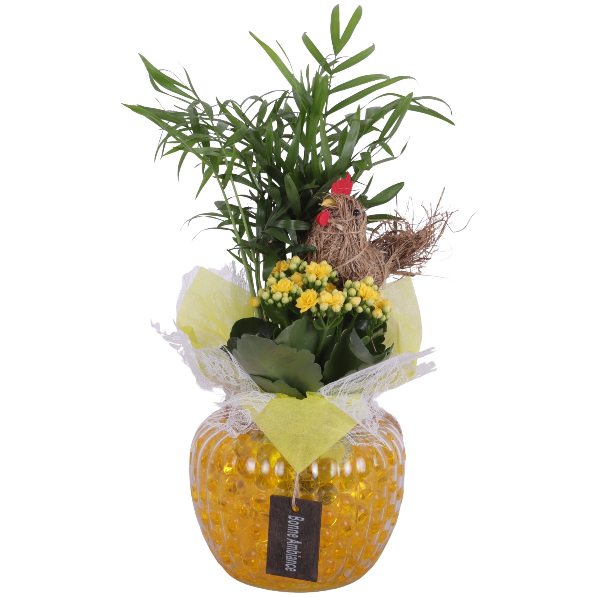 Easter Arr. Indoor Glass Round relief Ø15cm 2PP, D 15