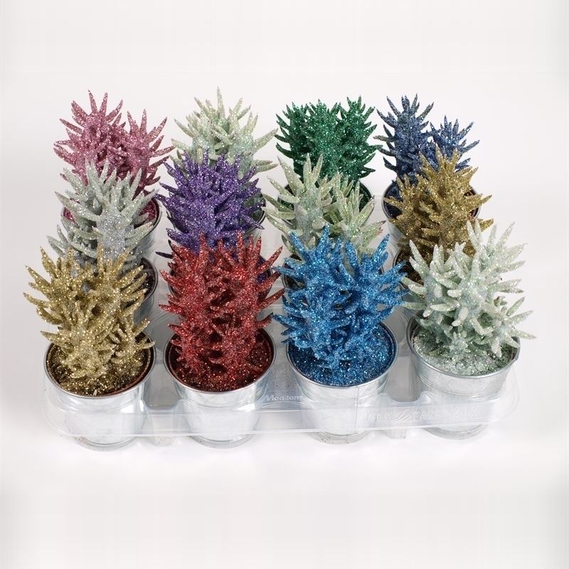 933succulent Boompje+glitter8,5 cm zink, D 9,5