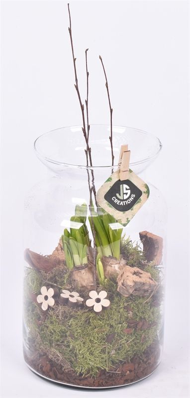 Glas cilinder met hals 14cm h25cm, D 16