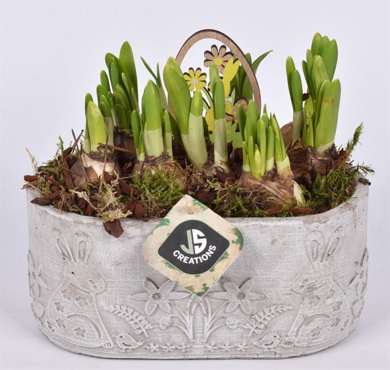 Cement ovaal voorjaars decor 20x11, D 20