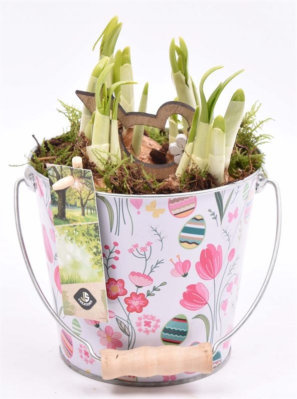 Zink emmertje paasdecor 13cm, D 13