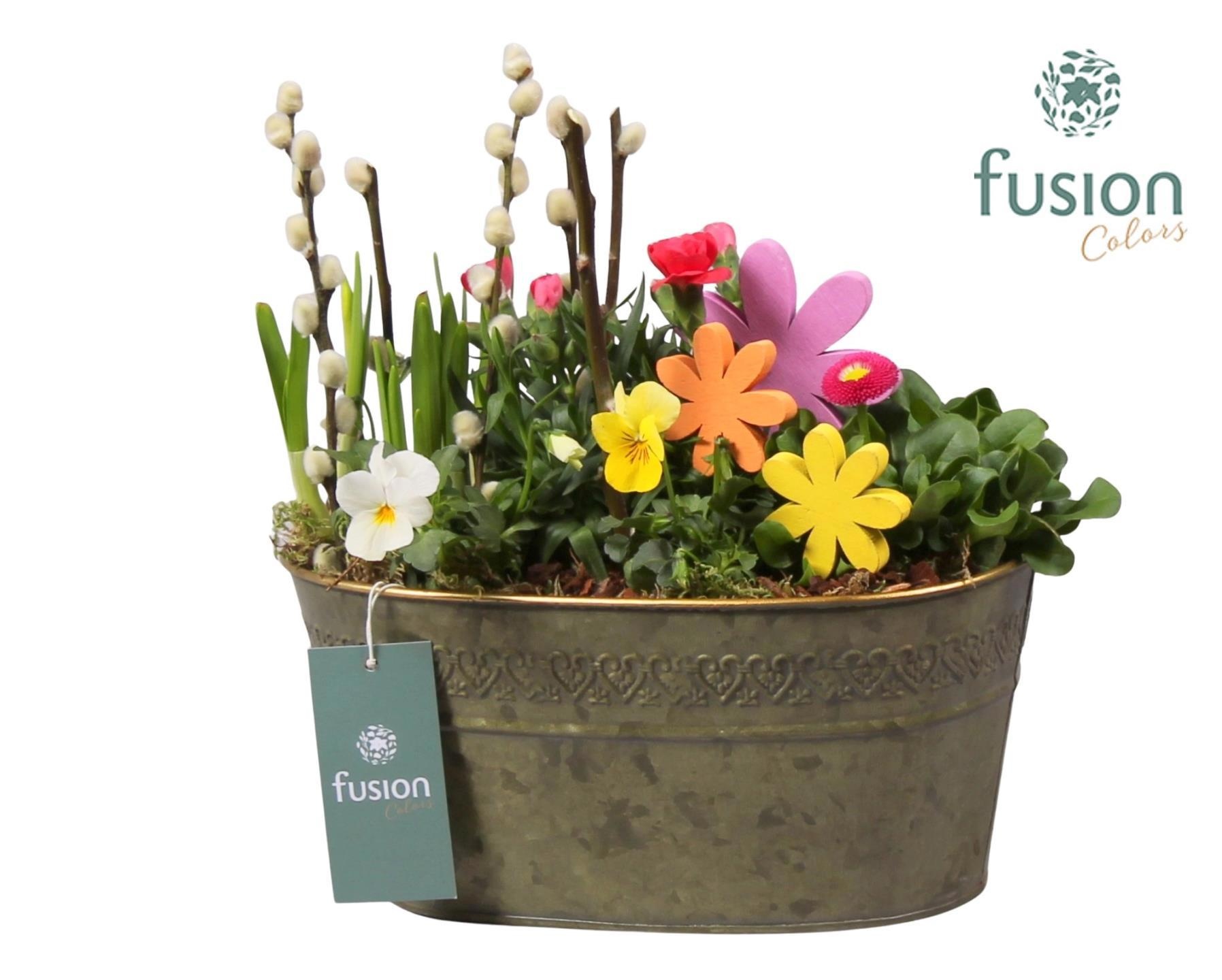 Schaal zink ovaal Voorjaar met Arrangement, D 25