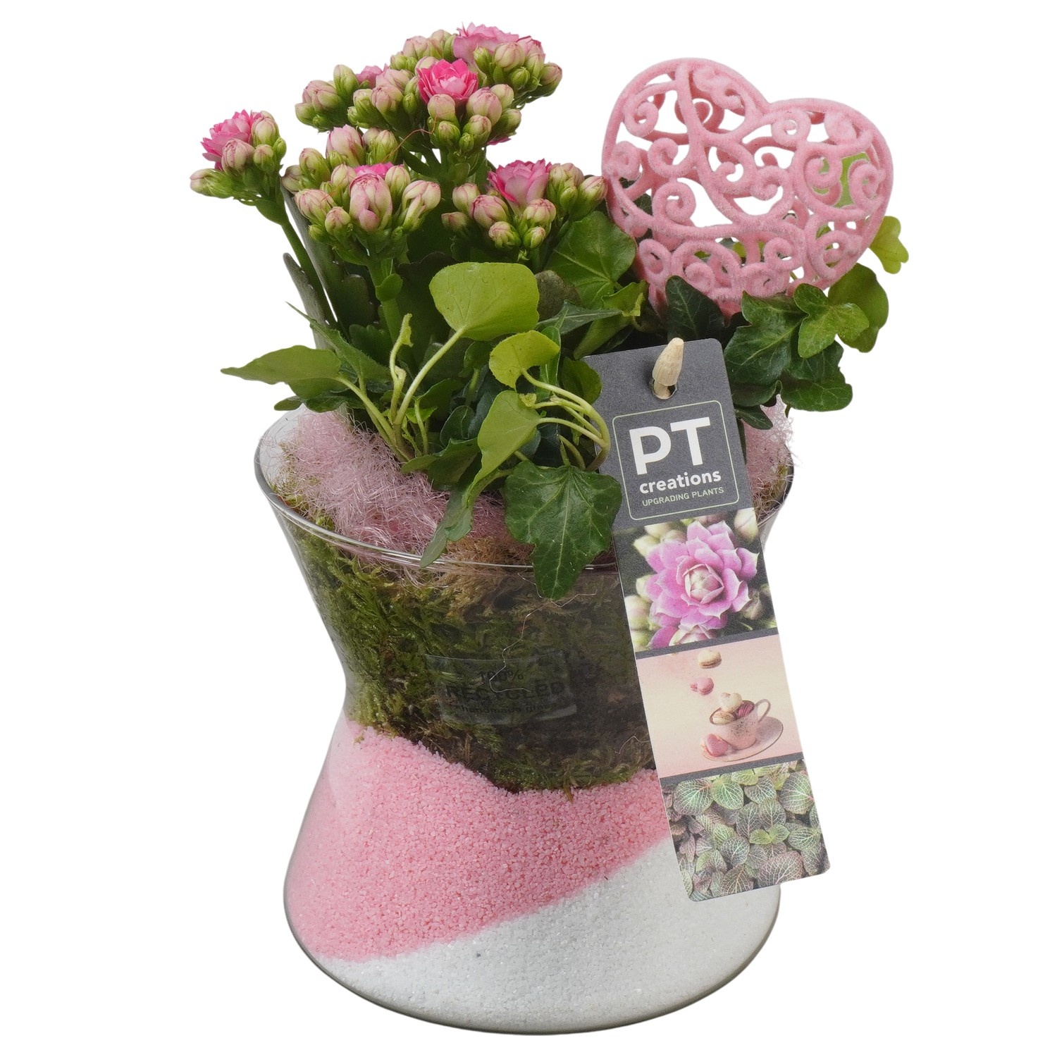 PTVMG4936 Arrangement Valentines-Mothersday in glas vaas, D 11