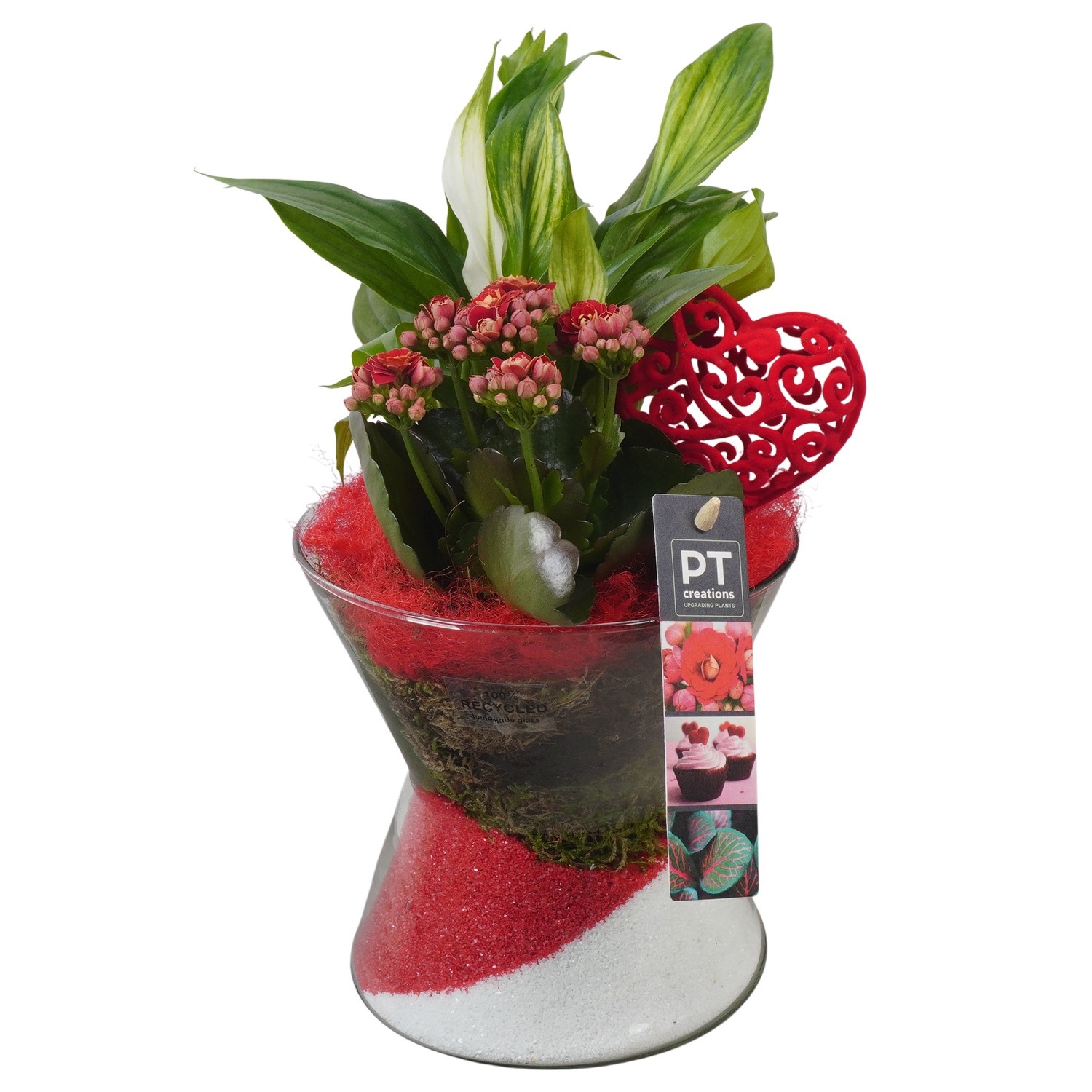 PTVMG4937 Arrangement Valentines-Mothersday in glas vaas, D 15