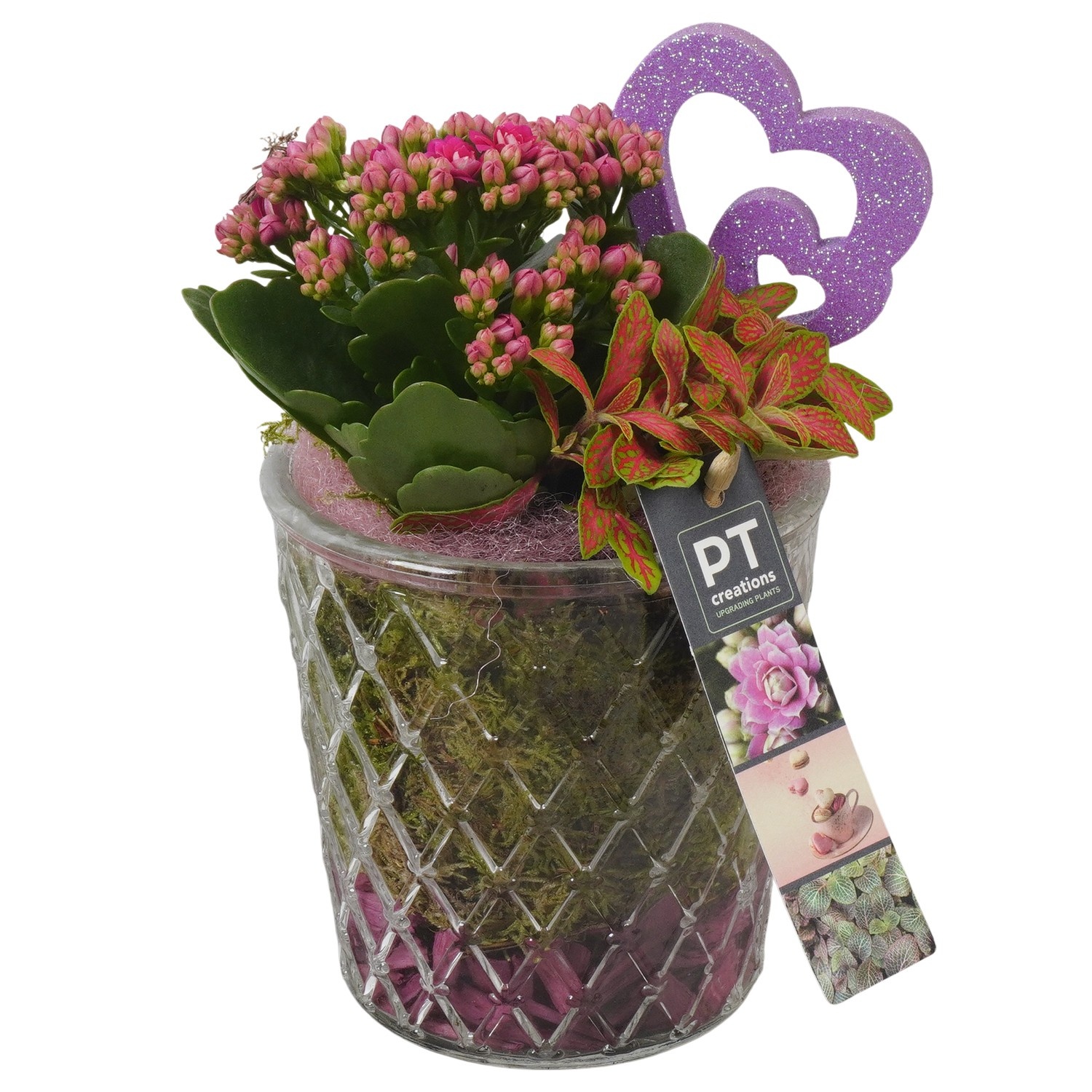 PTVMG4956 Arrangement Valentines-Mothersday in glas vaas, D 12