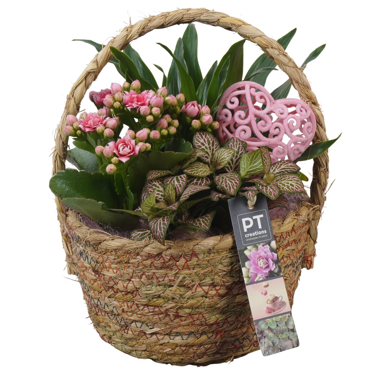 PTVMB2348 Arrangement Valentines-Mothersday in riet mand, D 18