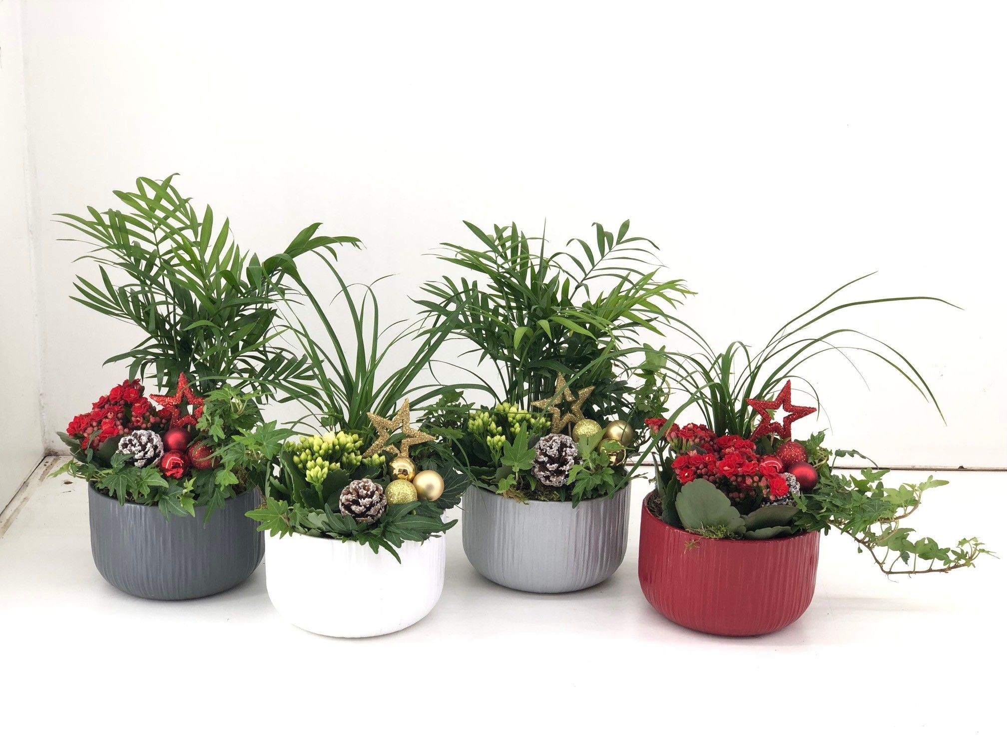 TDM P15 : 25 Kerst 6 Schaaltje met 3 planten en deco, D 15