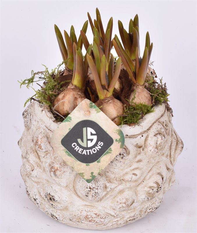 Cement pot bloemdecor 13,5cm, D 13