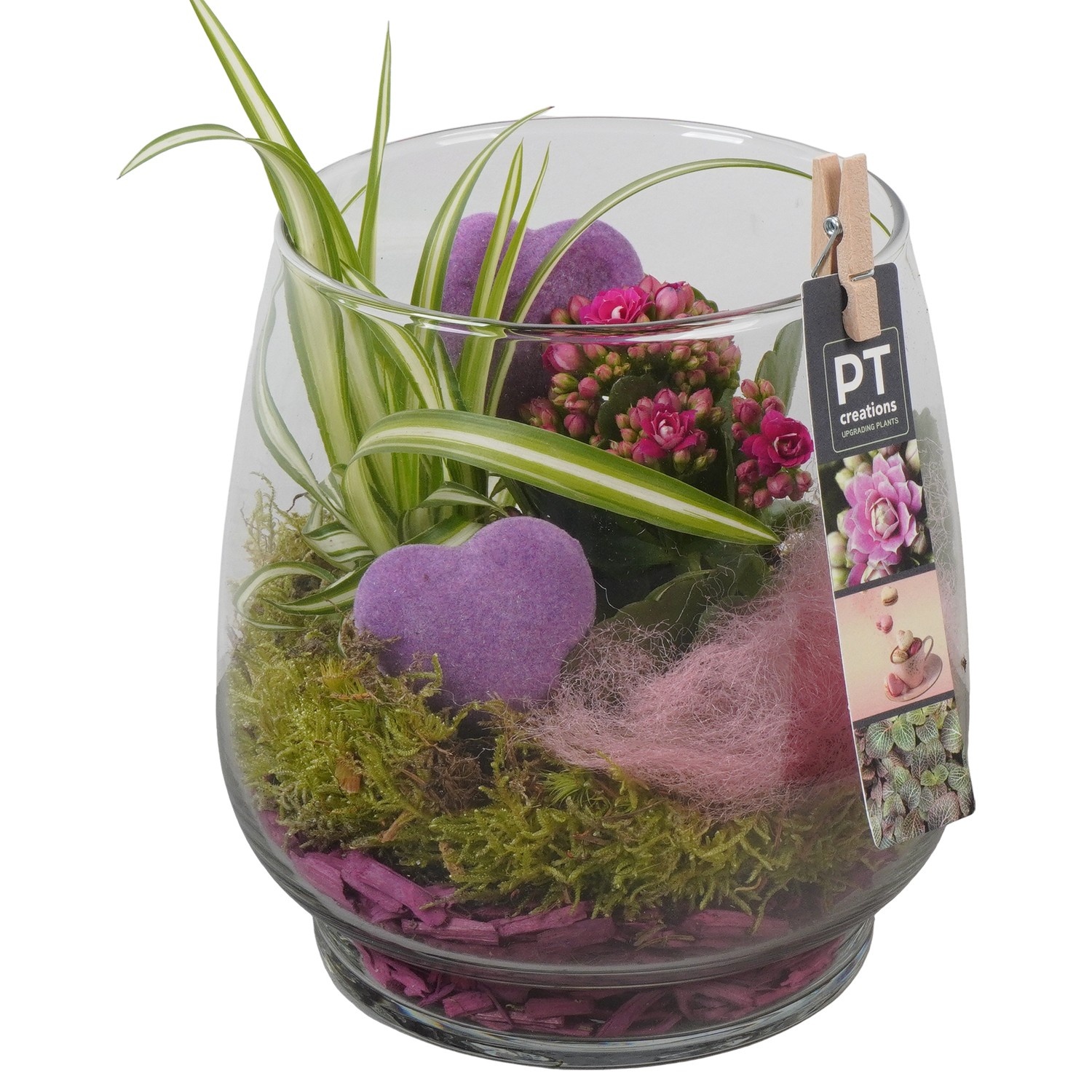 PTVMG4950 Arrangement Valentines-Mothersday in glas vaas, D 16