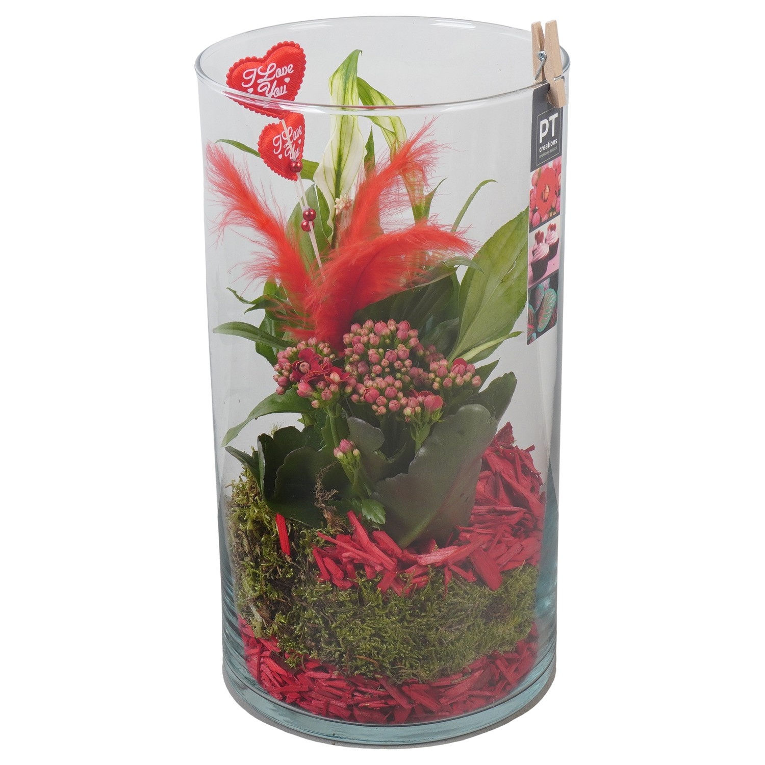 PTVMG4928 Arrangement Valentines-Mothersday in glas vaas, D 16