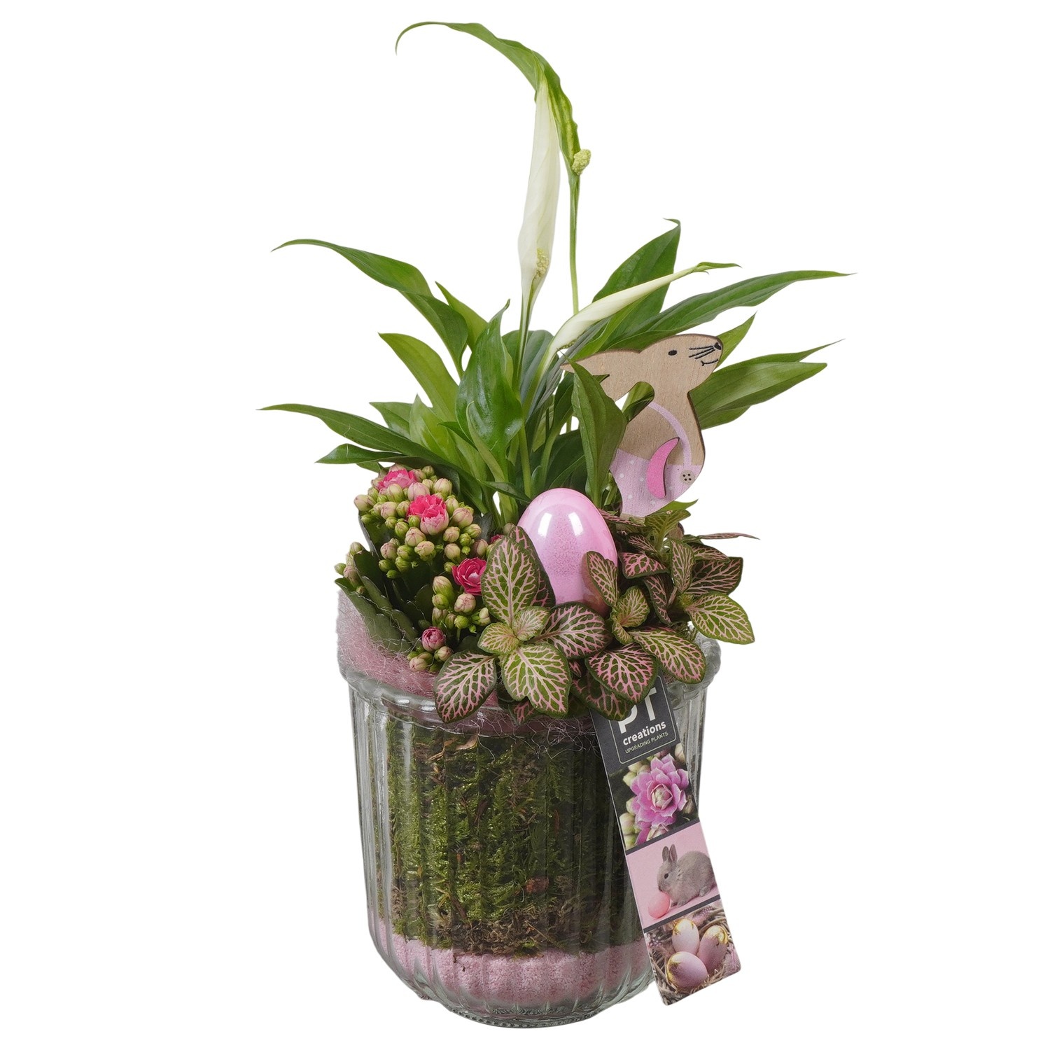 PTPG9391 Arrangement Easter in glas vaas, D 12