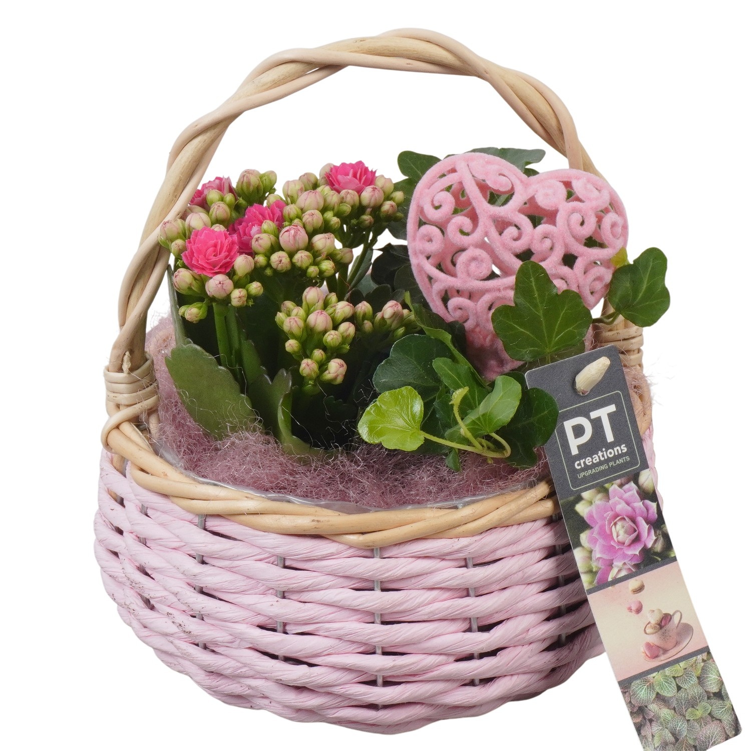 PTVMB2318 Arrangement Valentines-Mothersday in riet mand, D 15