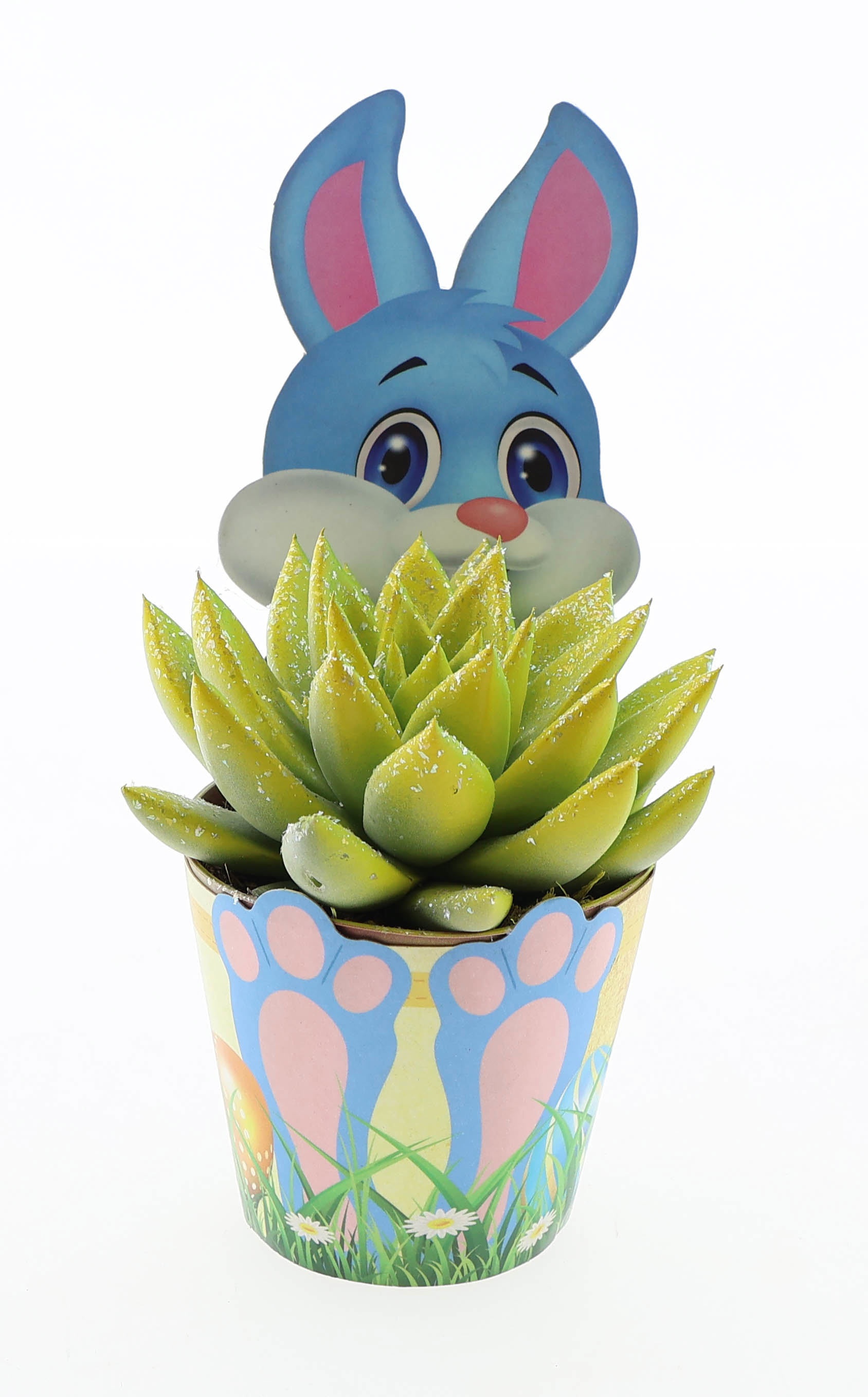 Potcover paashaas easter multi glittermix, D 8,5