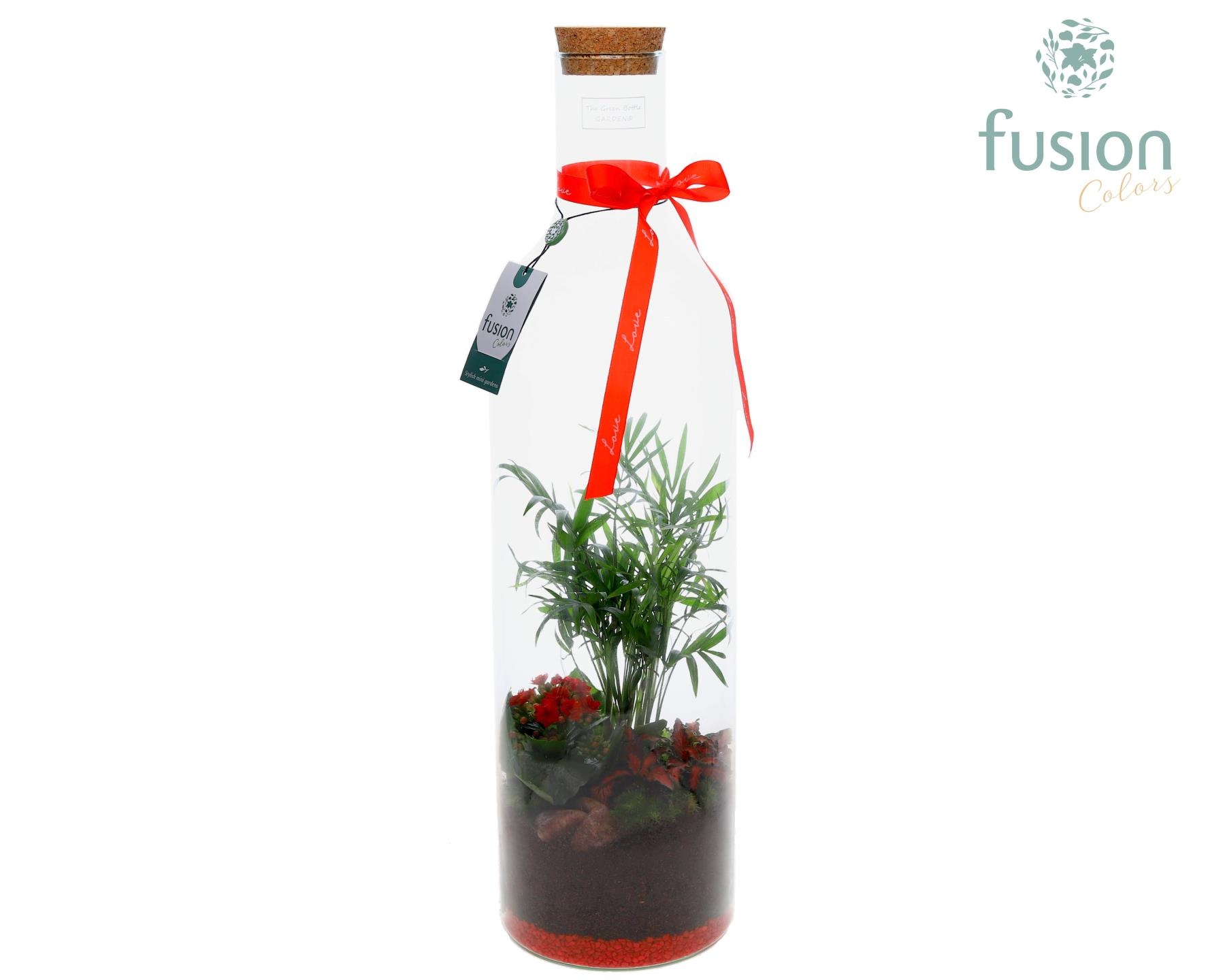 Green Bottle Fles XLarge Love met arrangement, D 17