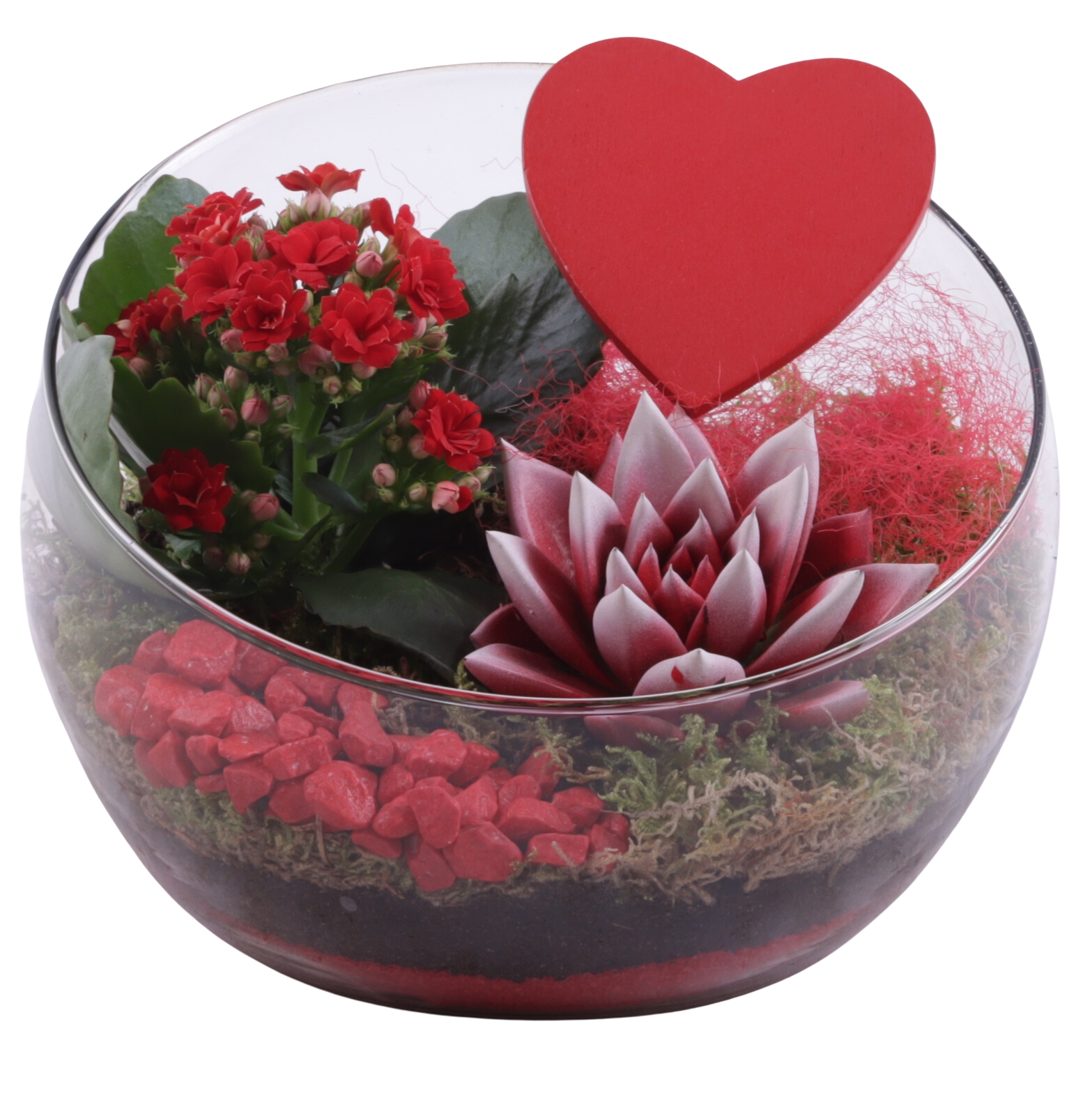 Valentine Arr. Indoor Glass Bowl Vase Ø20cm 2PP, D 20