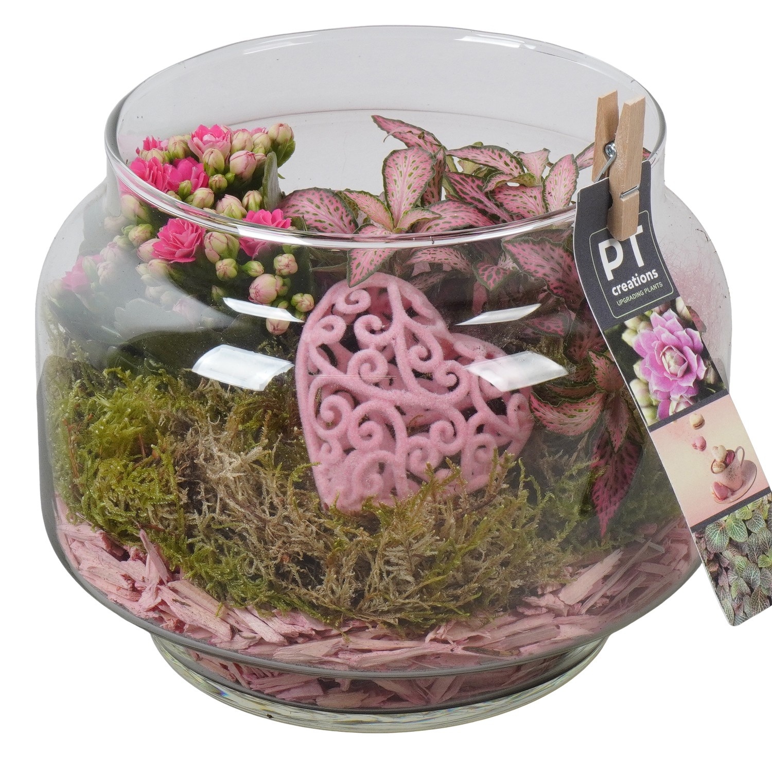 PTVMG4945 Arrangement Valentines-Mothersday in glas vaas, D 18