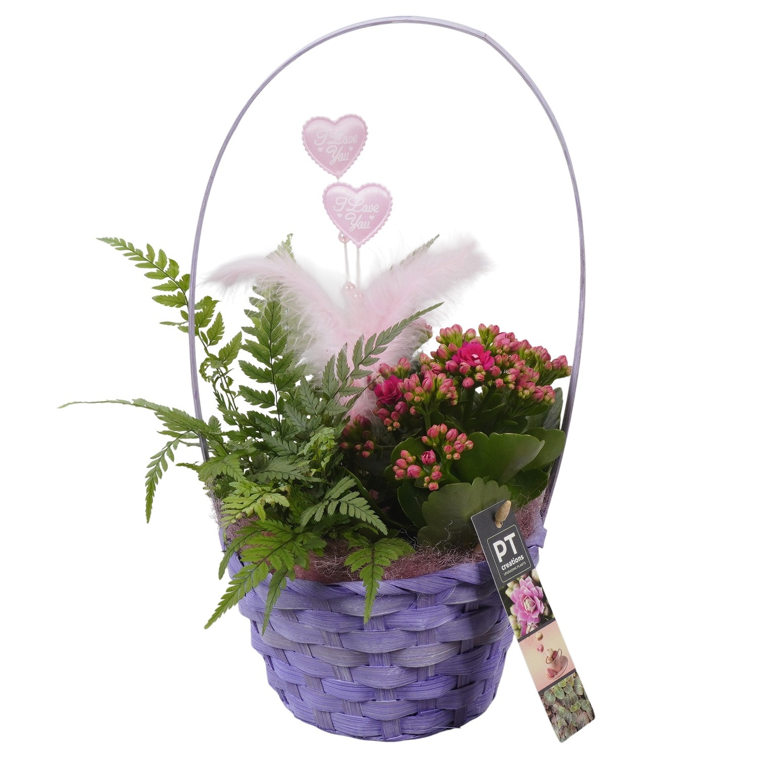 PTVMB2359 Arrangement Valentines-Mothersday in riet mand, D 16