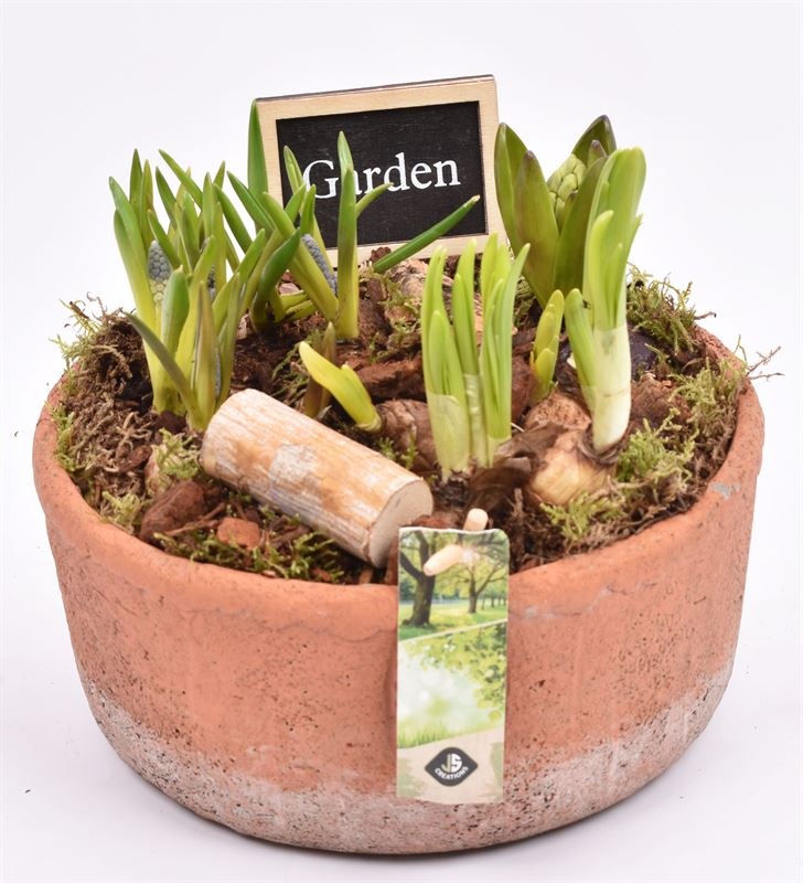 Cement schaal terra kleur 20.5cm, D 22