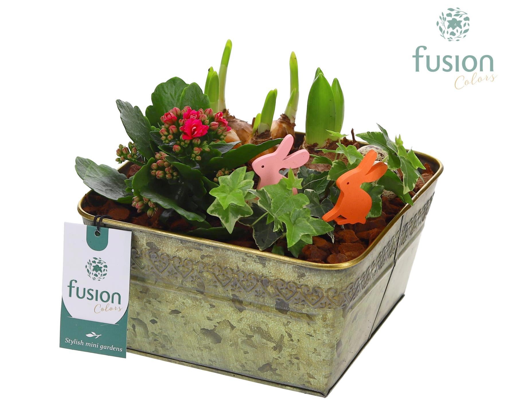 Zink schaal Voorjaar met arrangement, D 20