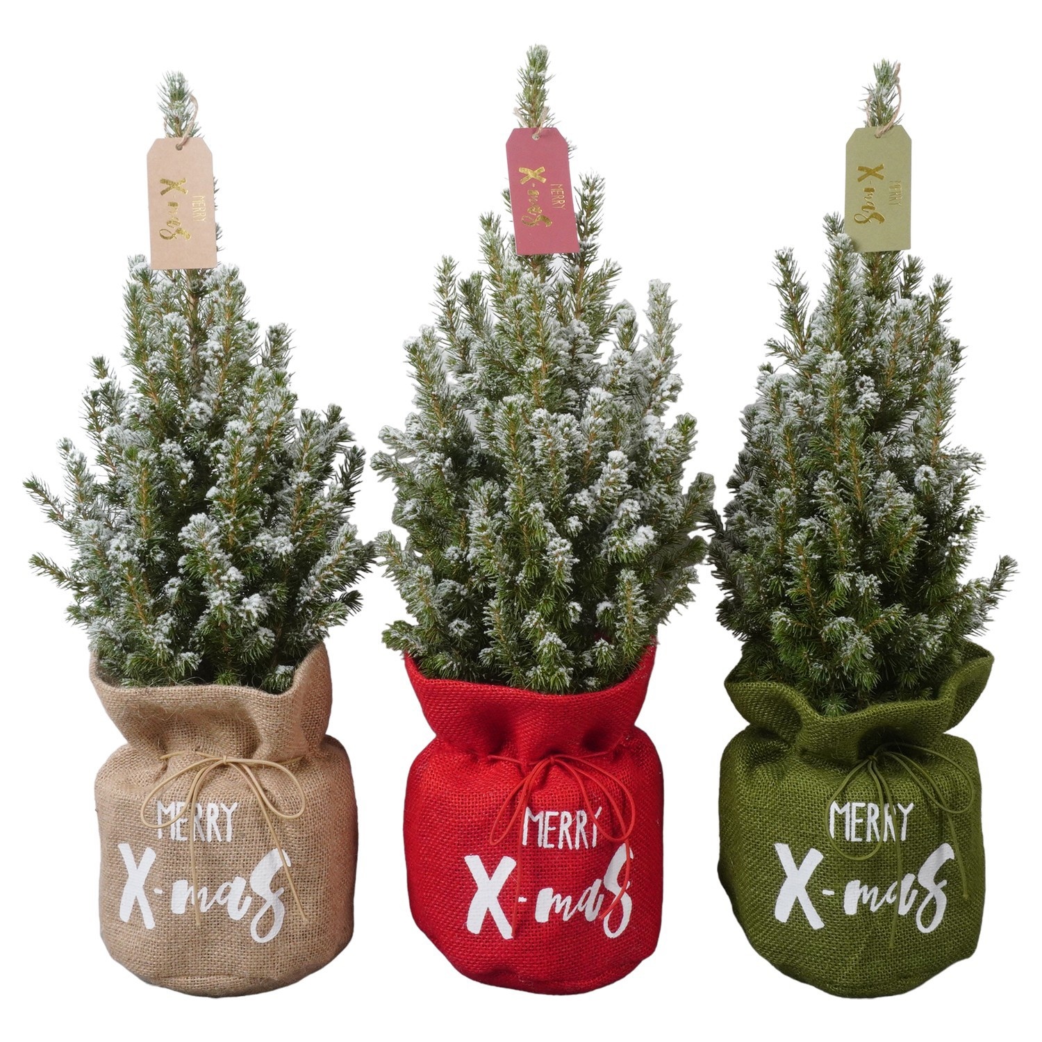 PTK26411 Conica Perfecta met sneeuw in jute mix met decoratie, D 15