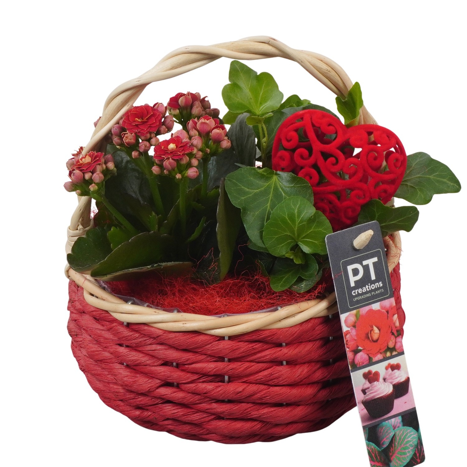 PTVMB2316 Arrangement Valentines-Mothersday in riet mand, D 15