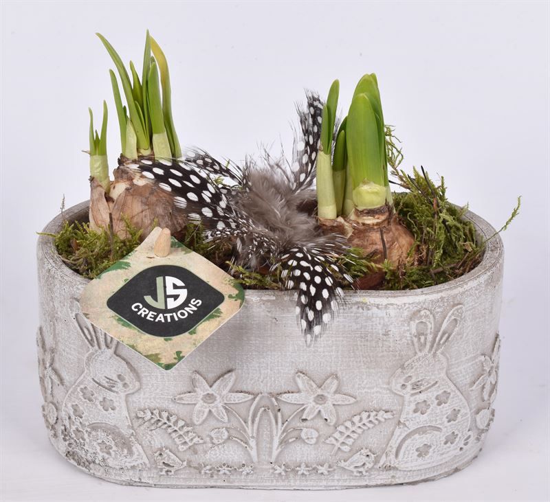 Cement ovaal voorjaars decor 17x9, D 18