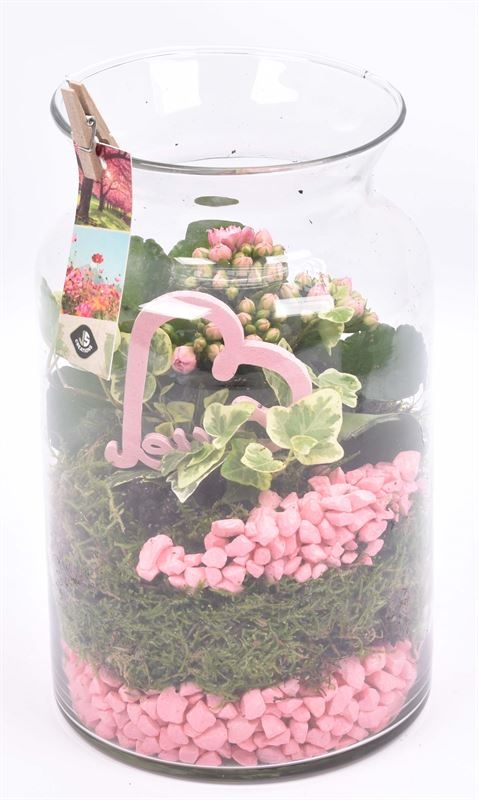 Glas cilinder met hals 14cm/h25cm, D 14